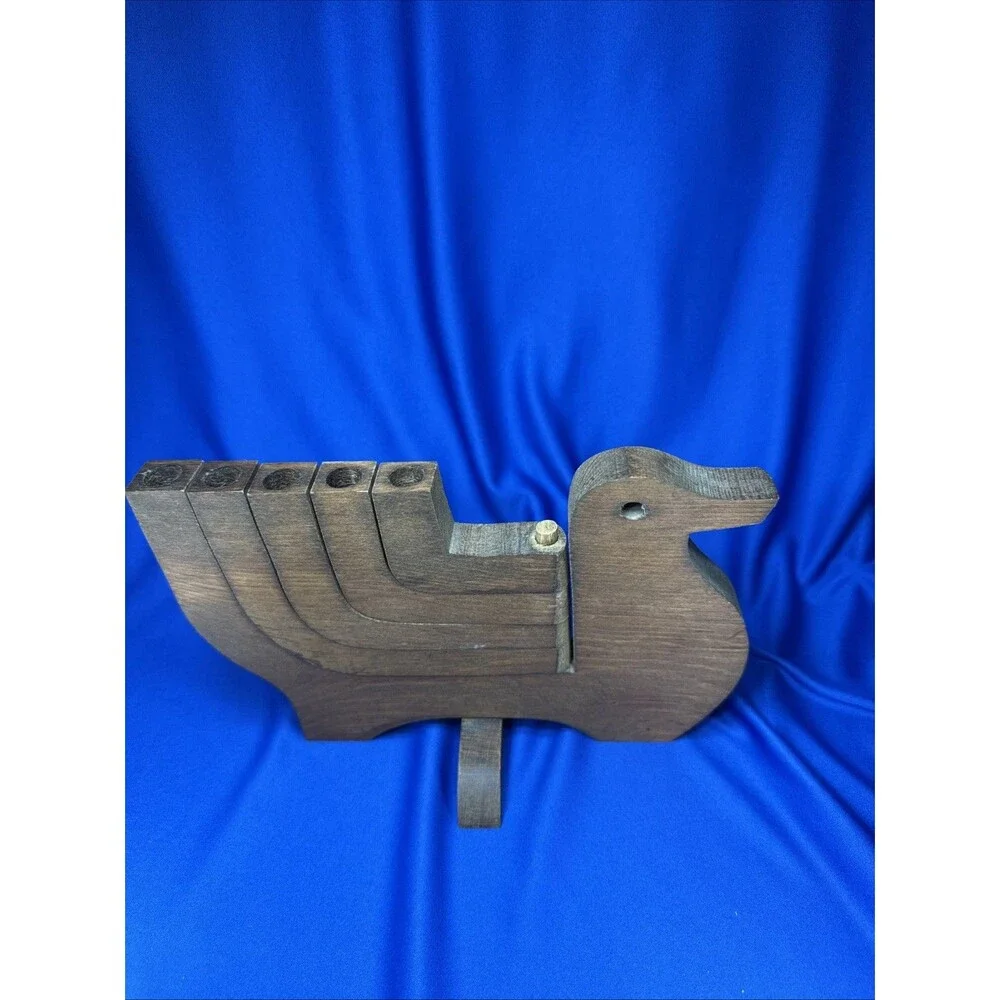 Swedish Wooden Dove Candelabra MCM Articulated Swing Arm (5) Candle Holder Taper